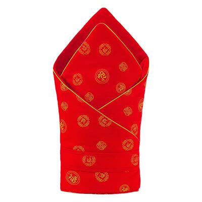 天然棉花婴儿被子百福正红色透气