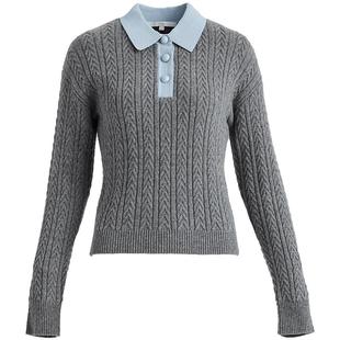 OBEG欧碧倩学院风高智感羊毛针织衫女冬撞色毛衣10464154