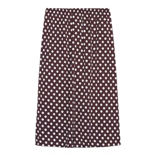 ZA外贸出口女装休闲咖啡底色休闲高腰A字波点迷笛半身裙 8575082