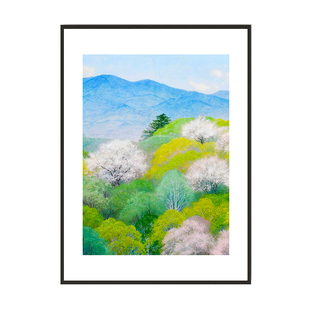 日本野地美树子樱花树风景唯美小清新客厅餐厅玄关沙发背景装饰画