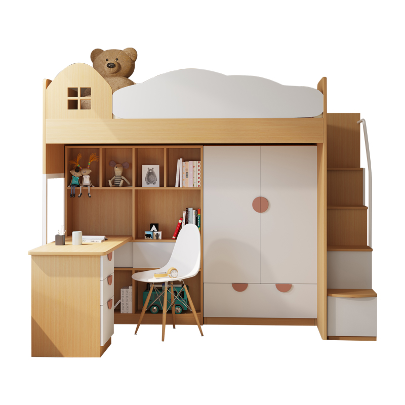 考拉森林多功能组合上床下书桌一体带衣柜高架床儿童床1.2米组合