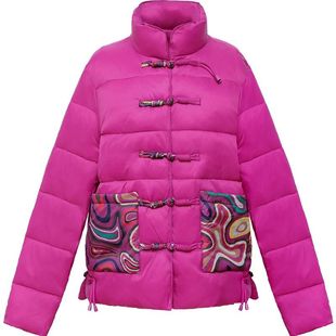 复古文艺短款轻薄羽绒棉服女新款新中式盘扣民族风妈妈装保暖外套