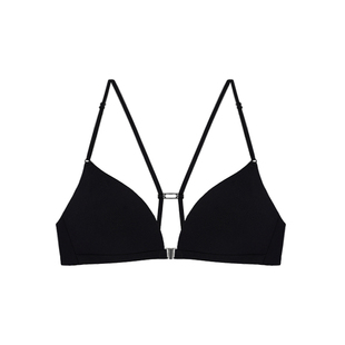 前扣内衣女小胸聚拢无钢圈性感深v法式三角杯无痕细肩带美背文胸