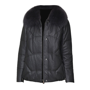 海宁皮衣女款2025新款冬季加绒加厚皮袄真狐狸毛短款白色pu皮棉服