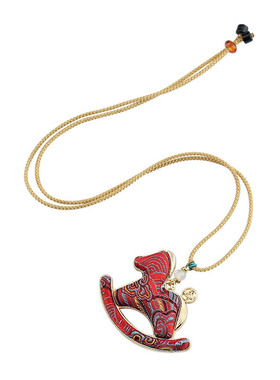 非遗仿宋锦双面小马吊坠项链女