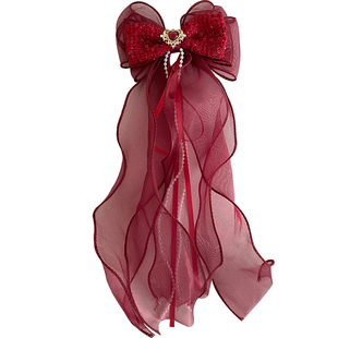 2026儿童新年红色蝴蝶结发夹喜庆女童新款头饰公主高级感拜年发饰