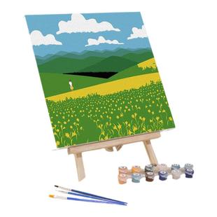 儿童画画diy数字油画填色油彩画填充日系风景方形涂色画板丙烯画