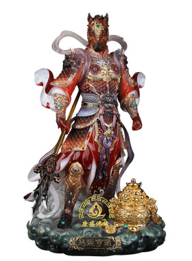 汉白玉马将军摆件家用招财工艺品