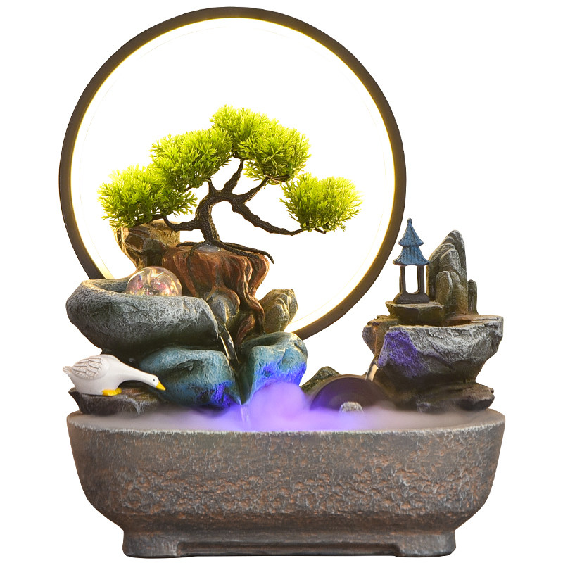 新中式招财循环水景观装饰摆件