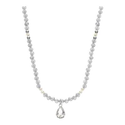 爆闪天然白水晶水滴项链