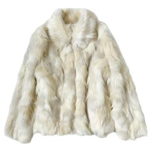 冬季中长款水貂绒皮草毛毛外套韩版显瘦羊羔毛加厚女装毛绒绒大衣