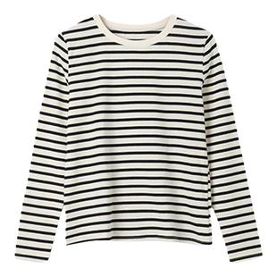 拉夏贝尔复古条纹长袖t恤女2025新款秋季韩版宽松设计感棉质上衣