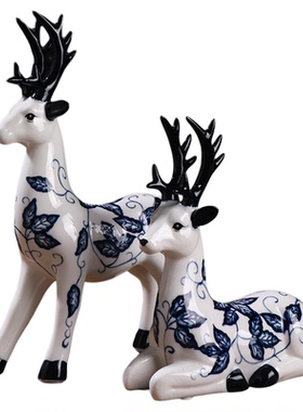 陶瓷小鹿结婚礼物玄关房间装饰品