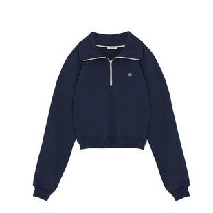 韩国RECTO李诗英章若楠同款翻领半拉链高腰短款卫衣女小个子