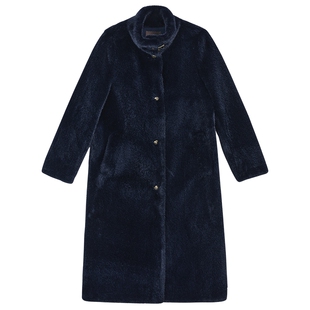 YINER音儿专选2025冬季新款法式奢感立领长款H型环保皮草大衣外套