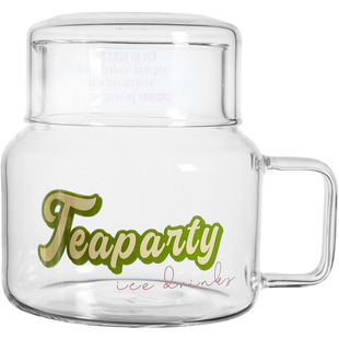 原创Teaparty杯子|耐热玻璃杯 带盖高颜值泡茶杯子一人饮咖啡杯子