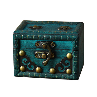 仿古迷你小宝箱手串戒指首饰盒彩色做旧木盒古玩包装橱窗拍摄道具