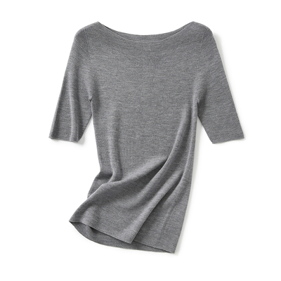 早春可机洗纯羊毛一字领羊毛衫