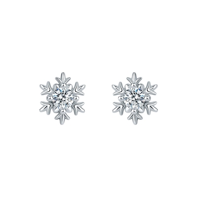 周六福雪花耳饰女S925银耳钉高级感轻奢小众送女友本命年礼物
