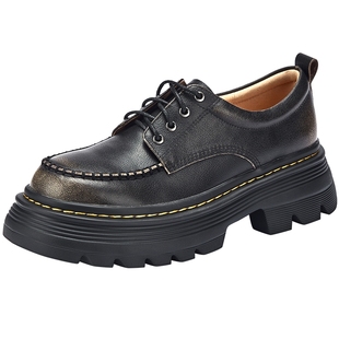 热风粗跟单鞋女鞋2026年春季新款百搭英伦鞋子通勤小皮鞋休闲鞋