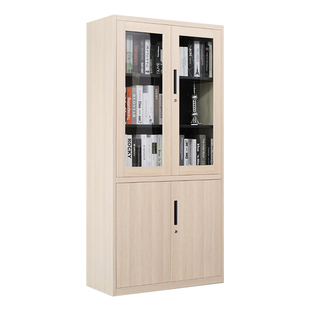 铁皮文件柜钢制木纹书柜财务人事档案凭证柜资料柜办公家用带锁柜