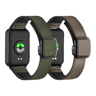 适用小米手环9pro手表8pro表带磁吸扣疯马纹真皮透气9代智能redmi红米watch6运动5复古4男生腕带女表链春夏