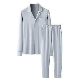 舒适发热绒秋冬季男女款开衫情侣睡衣中厚款长袖翻领家居服套装