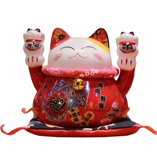 招财猫摆件家居可爱装饰办公室工位陶瓷存钱罐开业送礼生日礼物
