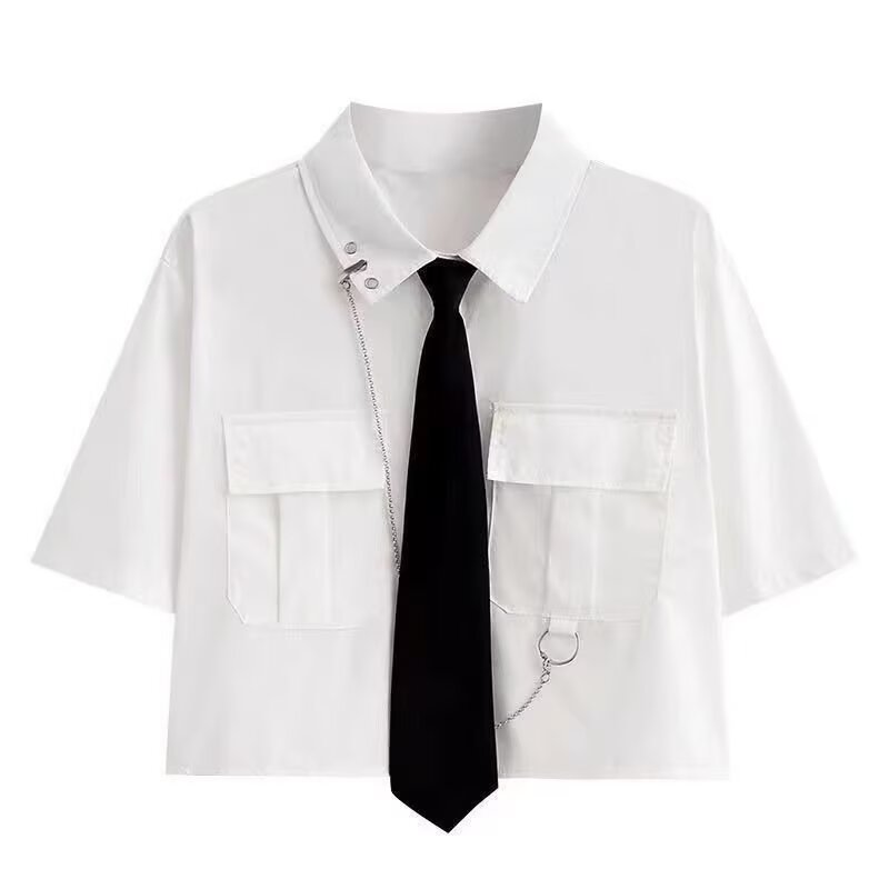 DK制服白衬衫学院风套装短袖痞帅夏季宽松休闲日系衬衣班服一套装