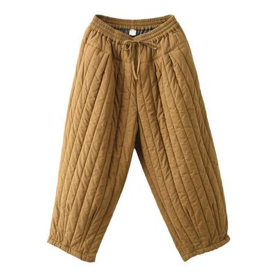 夹棉松紧腰夹棉绗线棉裤