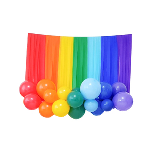 PanParty韩国彩虹马卡龙色套装流苏气球背景宝宝生日派对布置装饰