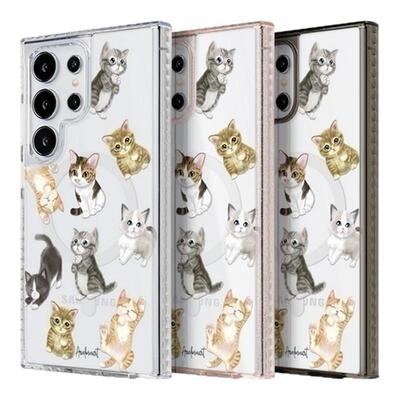 THE HOODxArieloveart艺术家联名猫家族适用三星Galaxy S25/24/ Ultra/Plus气垫防摔手机壳镜面保护壳