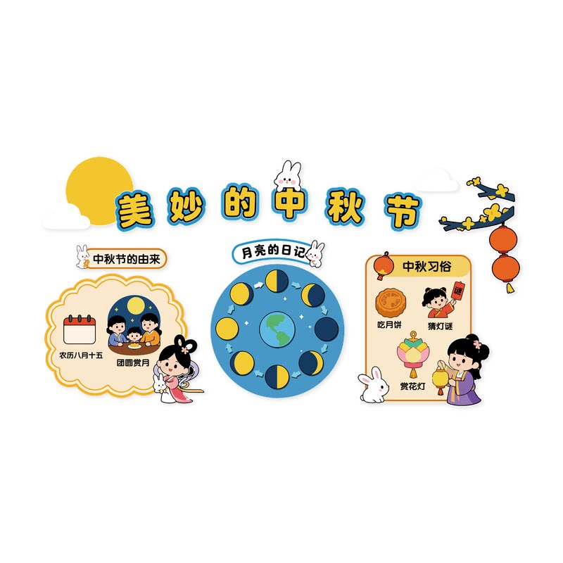 【中秋节主题文化墙】幼儿园环创