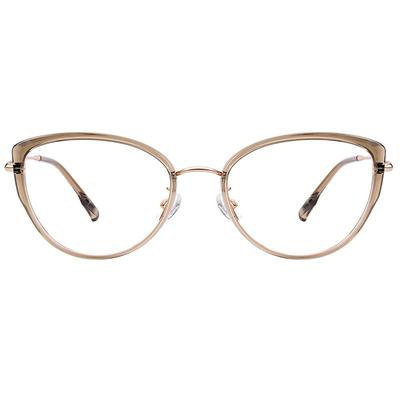 明月眼镜近视女猫眼大框高级感有度数茶色散光眼镜眼睛框架36142