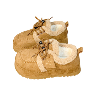 回力厚底勃肯二棉鞋女冬季加绒小众复古板鞋爆款休闲保暖毛毛鞋子