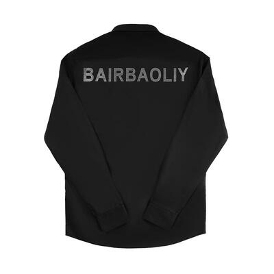 BAIRBAOLIY潮牌烫钻字母三防轻奢高品防水防污拒油经典长袖衬衫