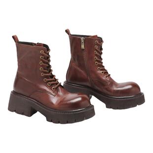 【王小毒】荆棘玫瑰○厚底手工马丁靴女短靴水洗马皮长筒骑士靴