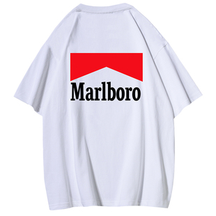 港风帅气Marlboro设计2025夏季新款纯棉t恤短袖男款宽松百搭上衣