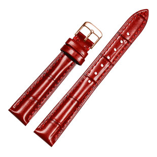 适配格雅GEYA真皮手表带女76039/76071/6253小众轻奢酒红色手表链