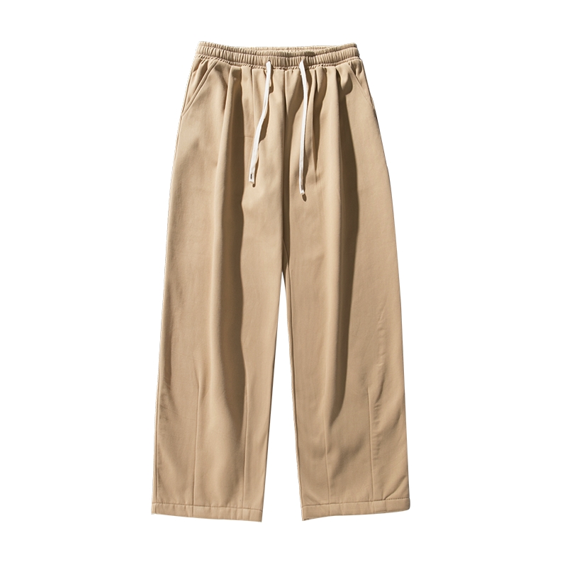 男生卡其色工装裤男冬季加绒加厚裤子直筒宽松男裤2025新款休闲裤