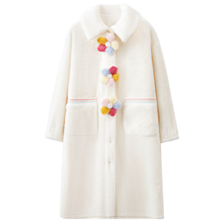 红豆居家【暖暖绒】可外穿珊瑚绒睡袍女秋冬款加厚睡衣保暖家居服