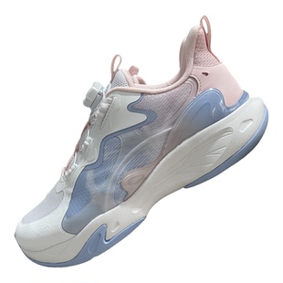 安踏女童跑鞋秋季网面透气运动鞋旋转纽扣儿中童跑步鞋322535508