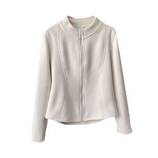 显瘦小蛮腰德绒加厚立领修身卫衣外套暖肤加绒双拉链开衫女士内搭