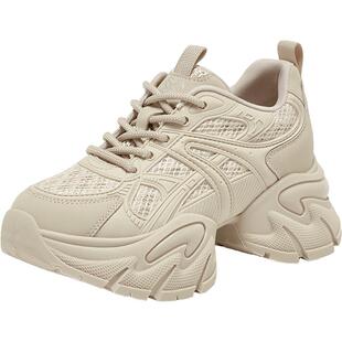 百思图2025秋季商场新款透气老爹鞋厚底增高女运动休闲鞋G8833CM5