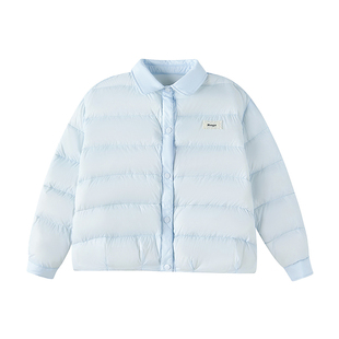 笛莎童装女童羽绒服冬季新款儿童女孩中大童短款翻领轻薄外套甜美