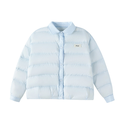 笛莎童装女童羽绒服冬季新款儿童女孩中大童短款翻领轻薄外套甜美