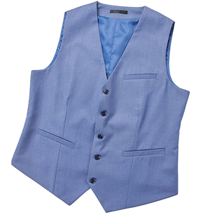 男西装马夹套装浅蓝色新郎伴郎婚礼服马甲Blue Wedding Vest Suit