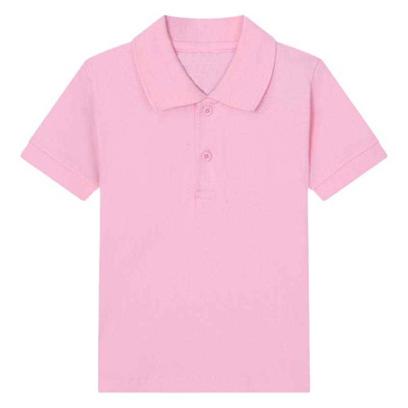 男童Polo衫白色短袖夏季儿童T恤小学生校服翻领女童粉色毕业班服