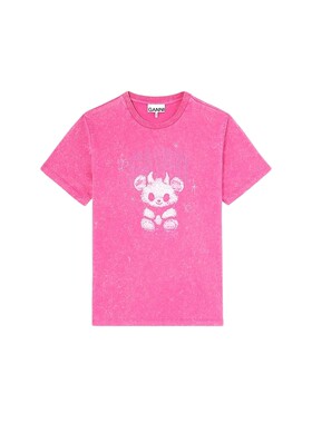 【夏季新款】GANNI女装 趣味恶魔小熊印花短袖T恤上衣A105014609Z
