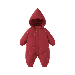 babylove【安心绒】婴儿羽绒连体衣冬宝宝加厚保暖防寒新年外出服